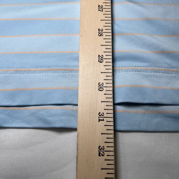 Footjoy FJ Polo Shirt Size 2XL Blue Orange Tonal Stripe Lisle Golf Dad Preppy - Picture 5 of 12